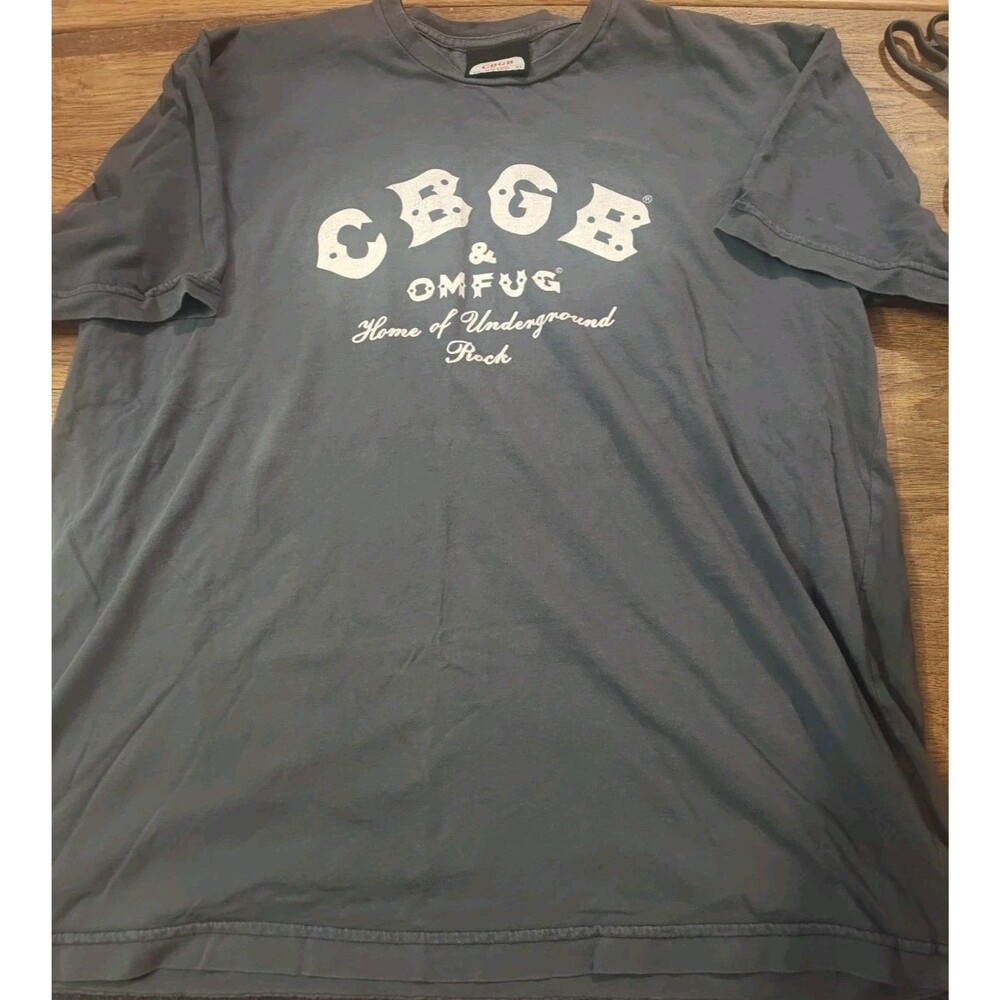 Vtg y2k CBGB T-shirt OMFUG Underground Rock Punk Gray Mens XL Made In usa